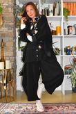 Bateau Needlecord Lazy Layer Top Black
